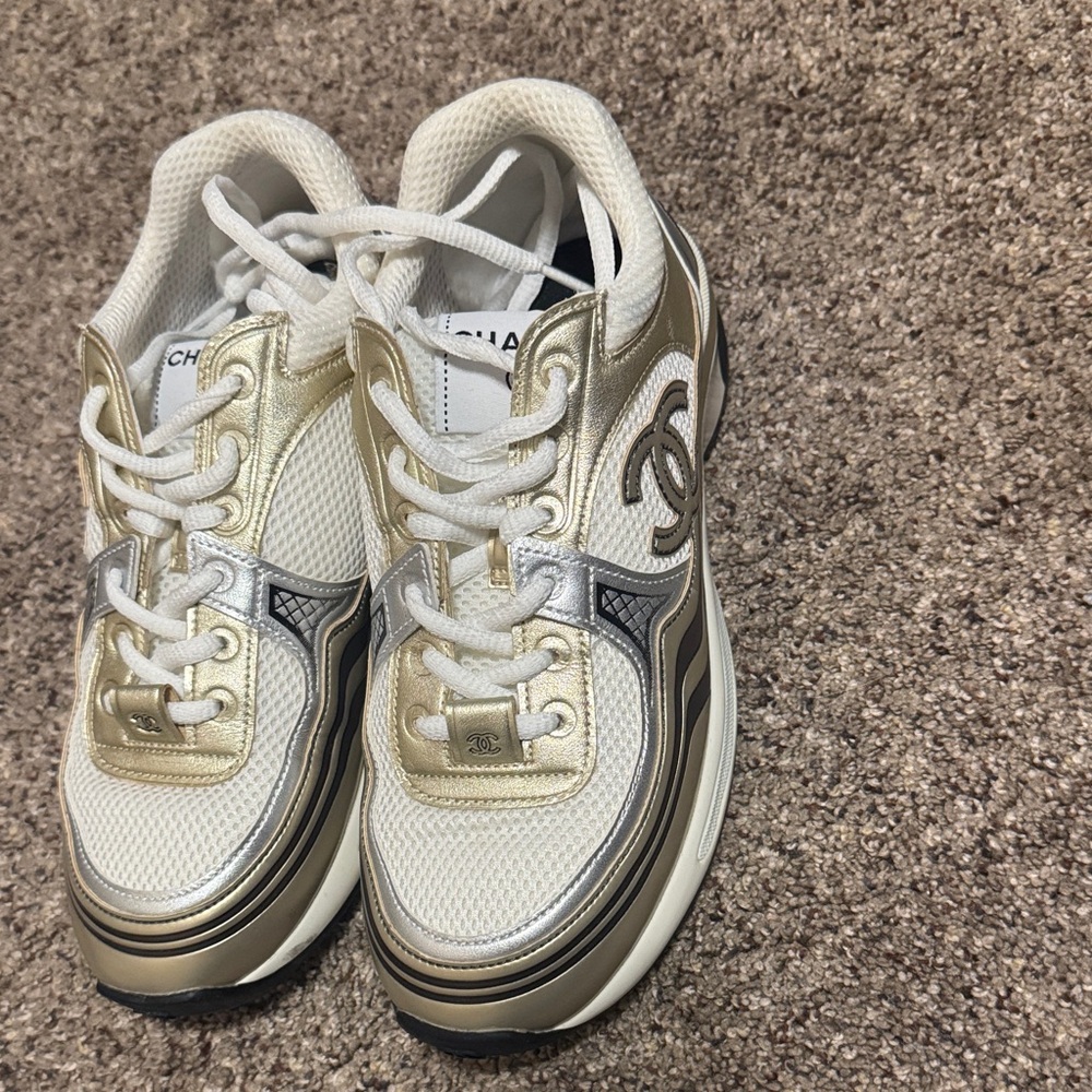 Inspired CCMetallic Gold and Silver Sneakers